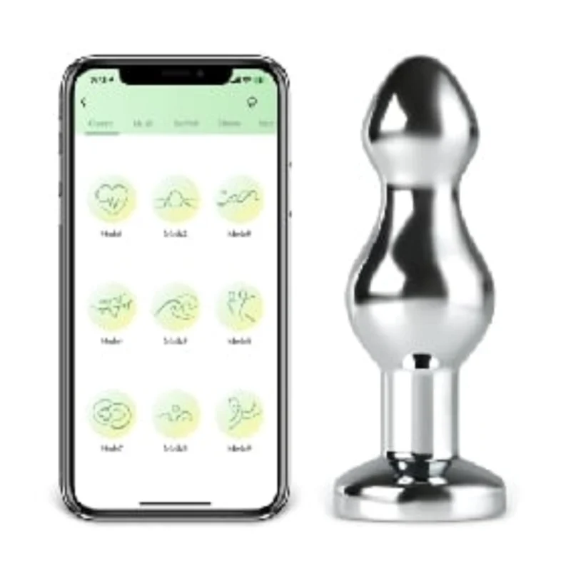 9-Speed Electroplated Silver Vibrating Anal Plug with App Control, 9 CM Length 0225