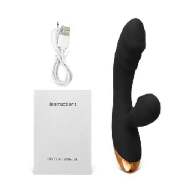 China Novelties 7.68'' Black 12-Speed Rechargeable Vibrating &Amp; Tongue-Licking Silicone Vibrator 1125