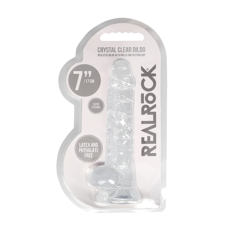 7" / 19 cm Realistic Dildo With Balls - Transparent |  FL OZ--USA0425