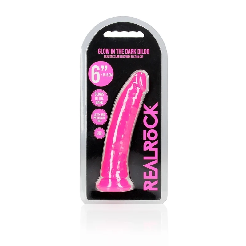 6" Inch Slim Glow in the Dark Neon - Pink   0625