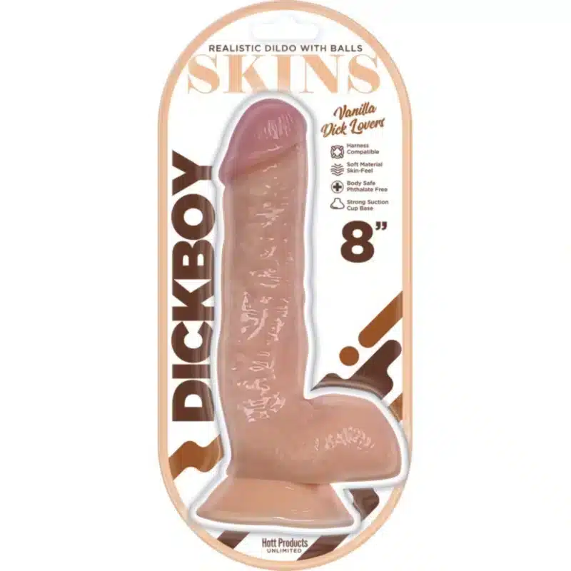Hott Products Dickboy - Skins- Dildo- Vanilla  Lovers - 8" 1025