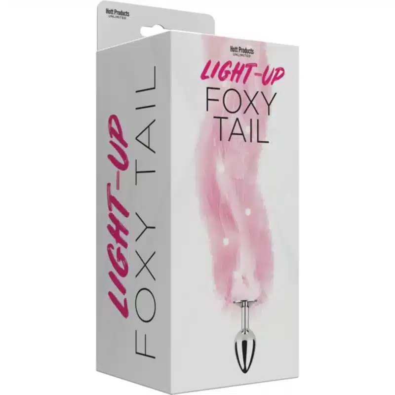 Hott Products Foxy Tail- Light Up Faux Fur Butt Plug With Multicolored Light Pattern- Pink 1025