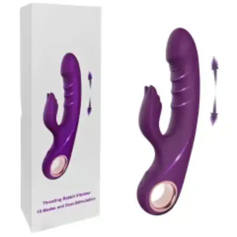 8.47'' Purple  Waterproof Rechargeable Silicone Thrusting Rabbit Vibrator – 10 Modes and Dual-Stimulation 0426n