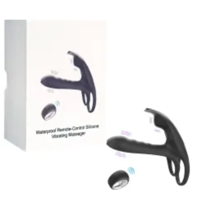 5.12" Black Dual-Stimulation Rechargeable Waterproof Remote-Control Silicone Vibrating Massager – 12 Modes 0426n
