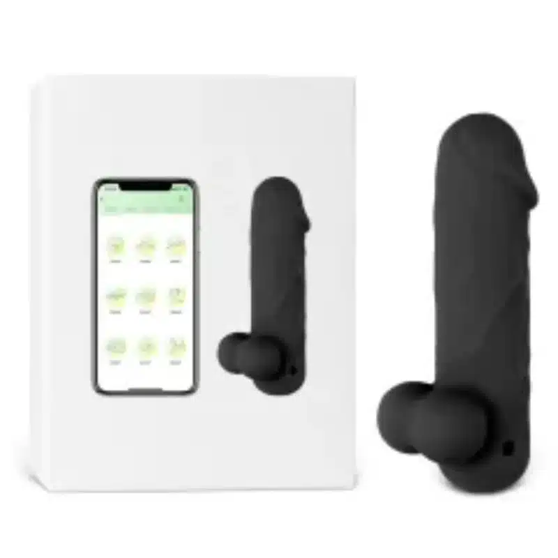App-Controlled Black 10-Speed Rechargeable Waterproof Vibrating Mini Dildo 0426n