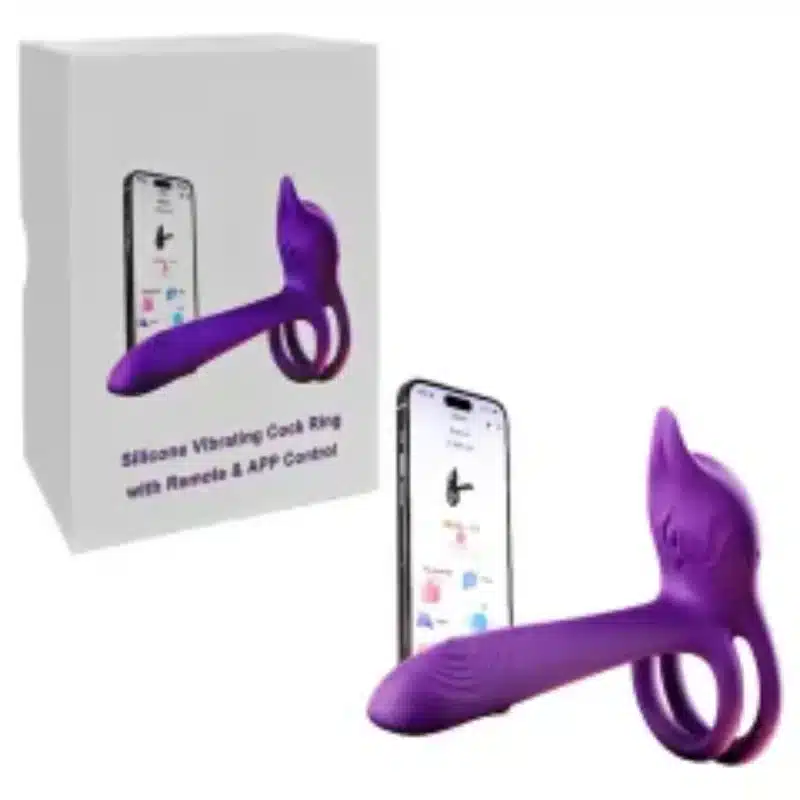 5.32'' Purple Waterproof Rechargeable App-Controlled Vibrating Cock Ring – 10-Mode Tongue Extension and Dual Remote Control 0426n