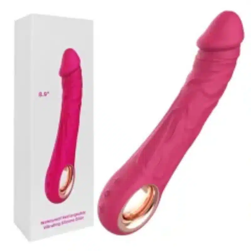 8.87 Inch Magenta 10-Mode Waterproof Rechargeable Vibrating Silicone Dildo 0426n