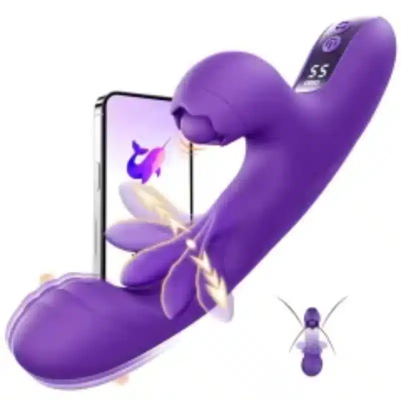 9.26'' Purple Vibrating Tapping App-Controlled Vibrator – 10 Modes, Magnetic USB Rechargeable, Waterproof 0426n
