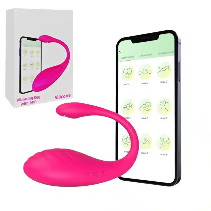 9-Speed Magenta App-Controlled Rechargeable Silicone Vibrator 0426n