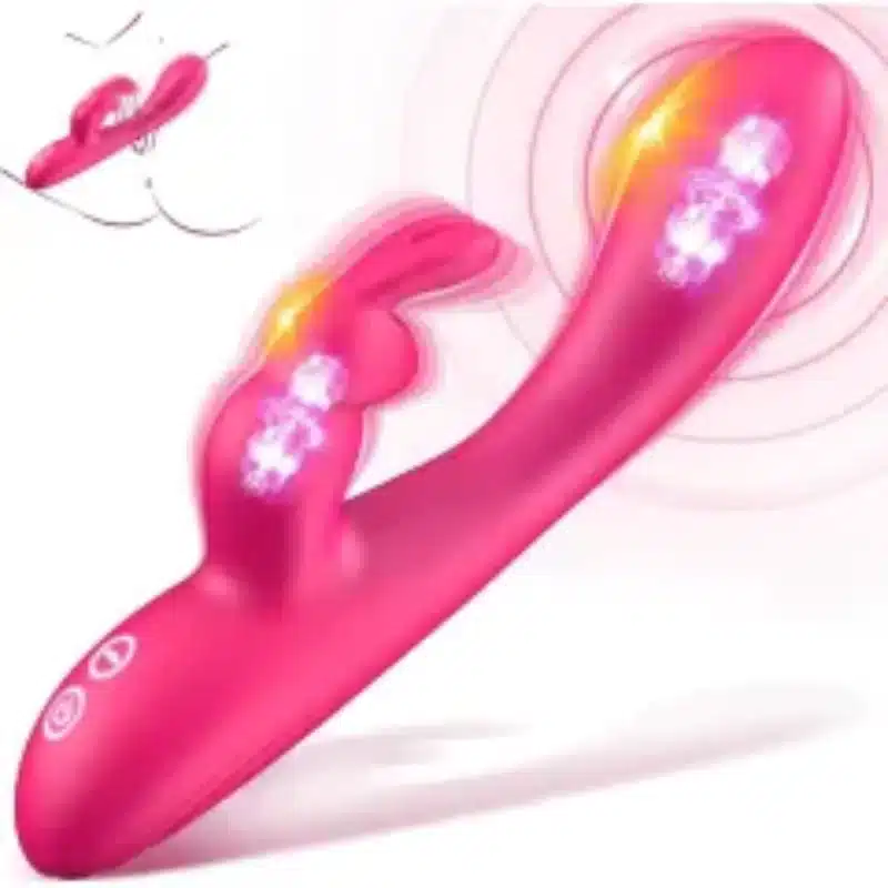 10-Speed Magenta Rechargeable Waterproof Silicone Rabbit Vibrator 0426n