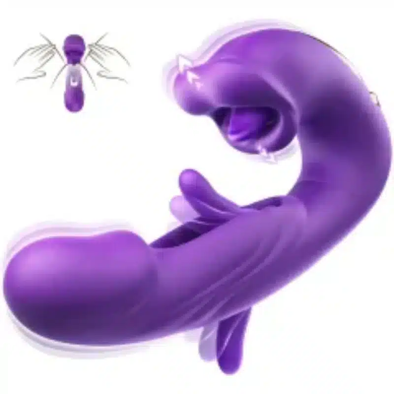 7-Speed Purple Rechargeable Vibrating & Tongue-Licking Massager with Flapping Function 0426n