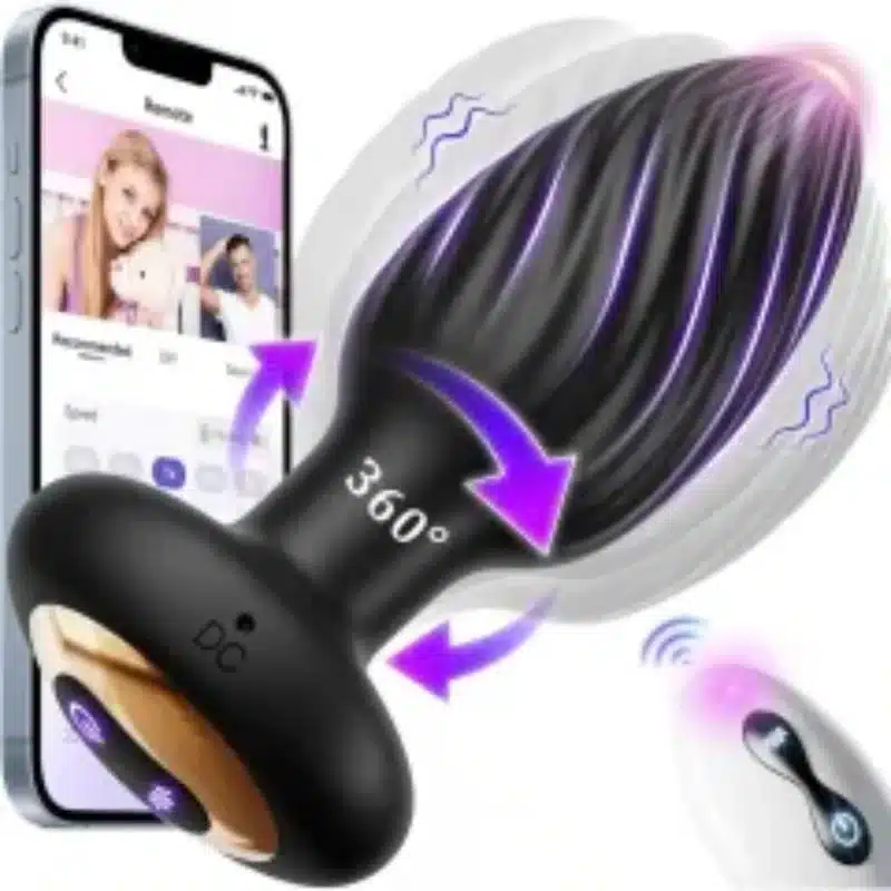 7-Speed App-Controlled and Remote Control Black Silicone Vibrating Anal Plug 0426n