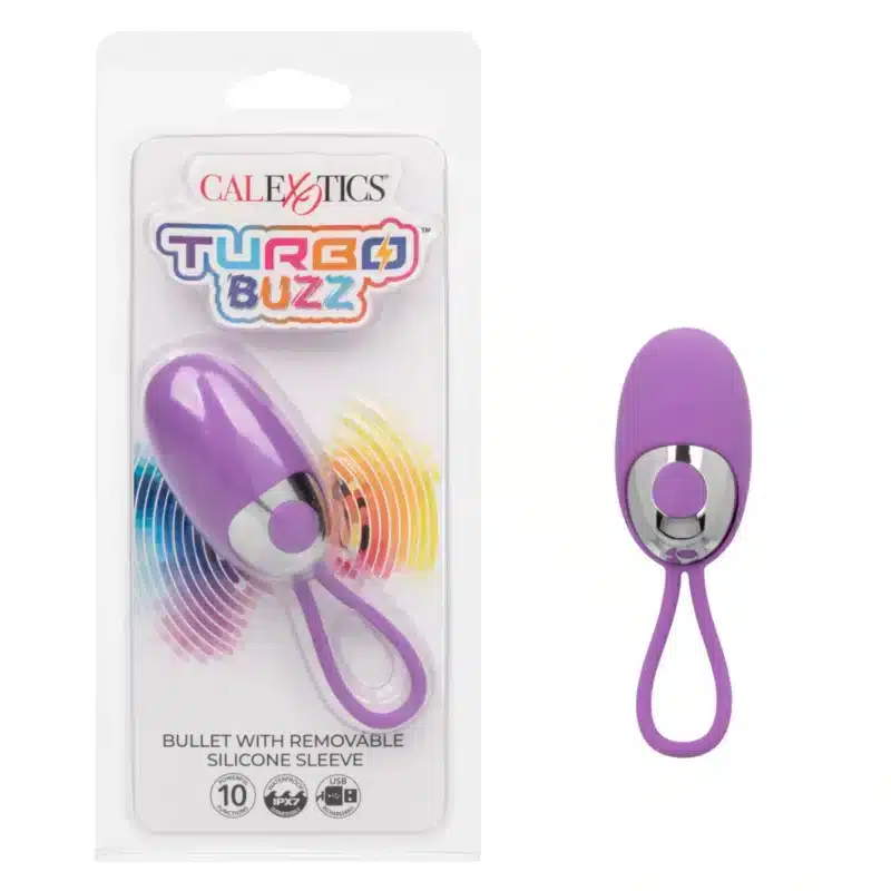 Turbo Buzz™ Bullet with Removable Silicone Sleeve - Purple 0326n