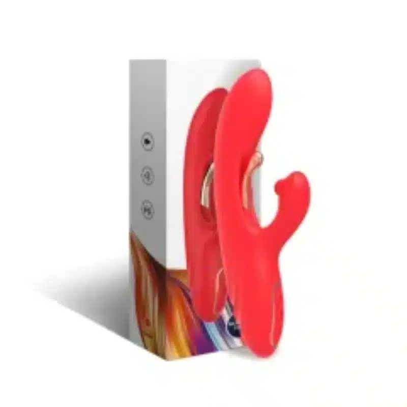 9-Mode Waterproof Rechargeable Red Silicone Vibrator with Targeted Stimulating Arm and Clitoral Stimulator 0426n