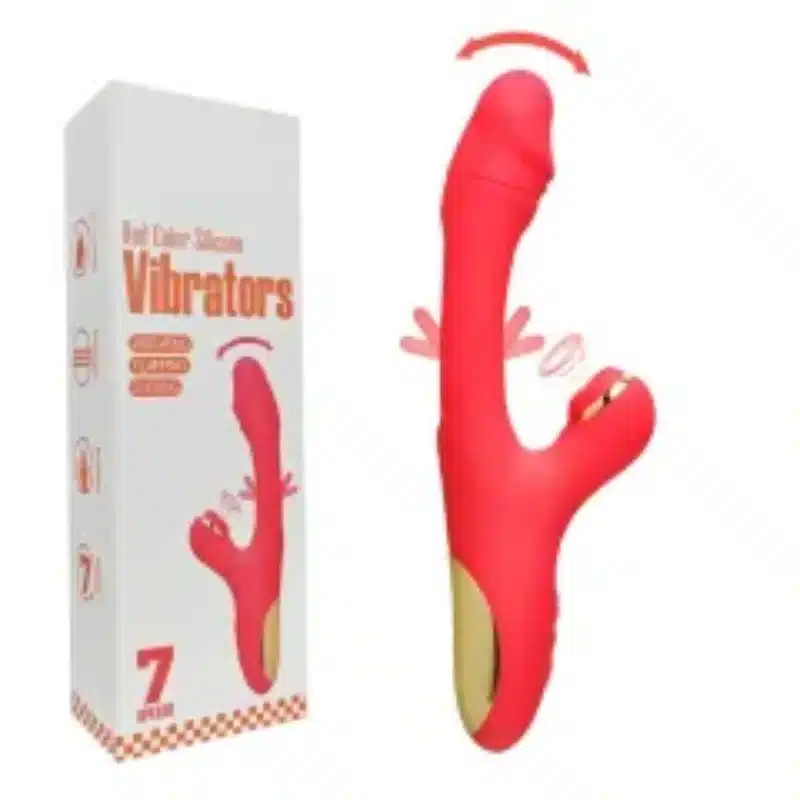 7-Speed Red Color Silicone Vibrators with Sucking and Flapping Function 0426n