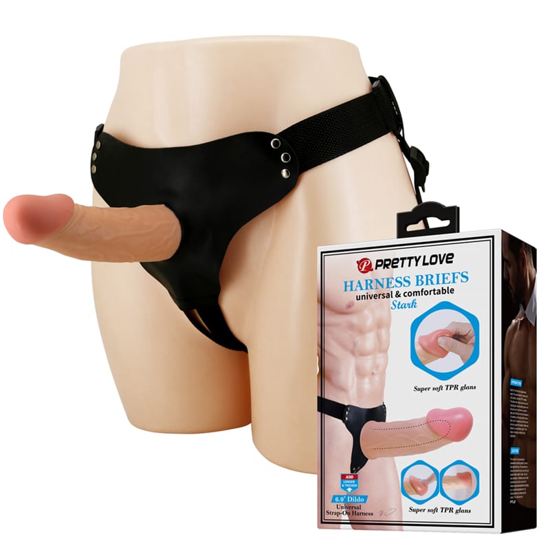Hollow Strap-on Harness, Dildo with Soft Head, TPR material, PU leather & Elastic. ago26