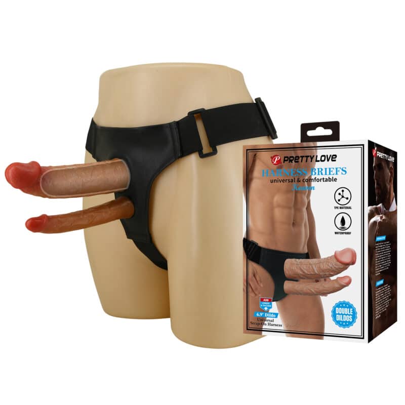 TPE material, waterproof, double dildos, Universal strap-on harness. ago26
